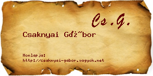 Csaknyai Gábor névjegykártya